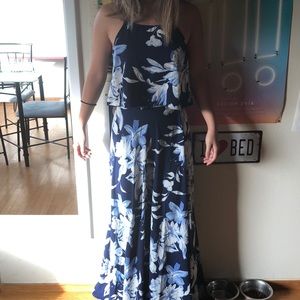 Lulus small two piece blue floral dress